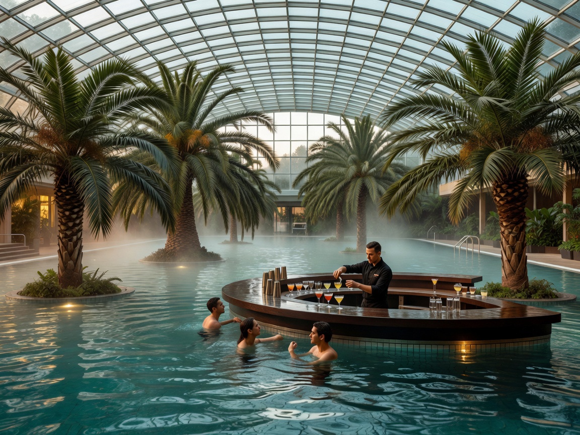 Badeparadies Schwarzwald indoor thermal pool with swim-up cocktail bar and real palm trees